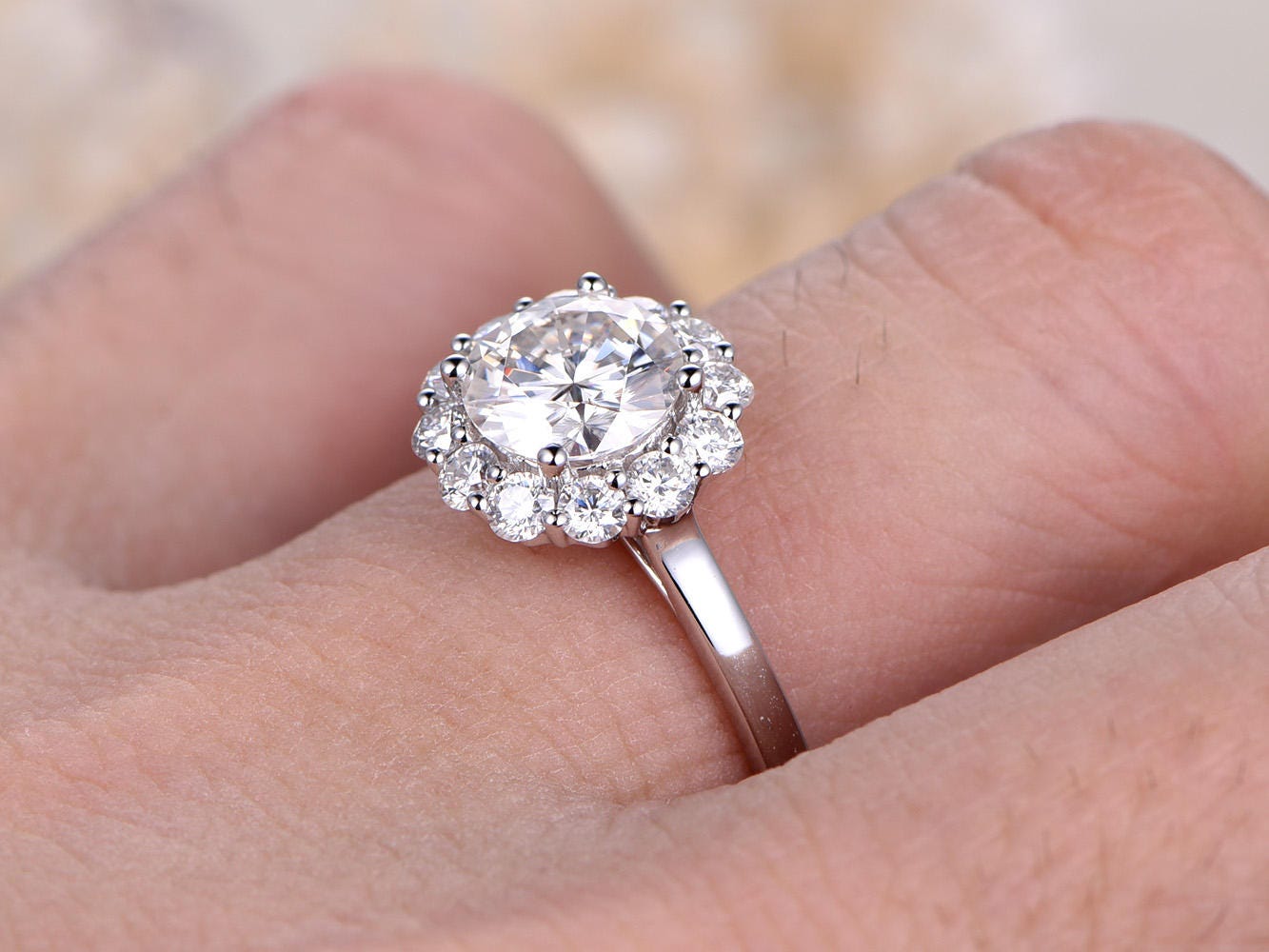7mm-round-cut-moissanite-engagement-ring-14k-white-gold-full-cut-moissanite-plain-band-flower-design