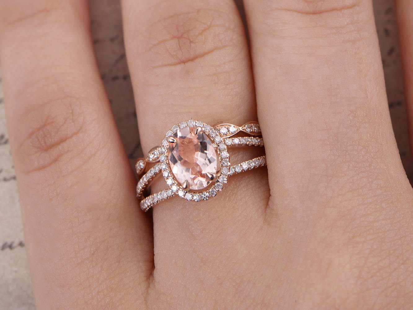 6x8mm-oval-cut-morganite-engagement-ring-set-2pcs-14k-rose-gold-diamond-ring-set-pink-morganite-ring-diamond-eternity-band-split-band