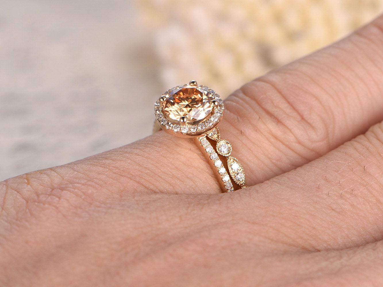 6.5mm-round-cut-yellow-moissanite-engagement-ring-set-2pcs-14k-yellow-gold-diamond-halo-art-deco-diamond-matching-band