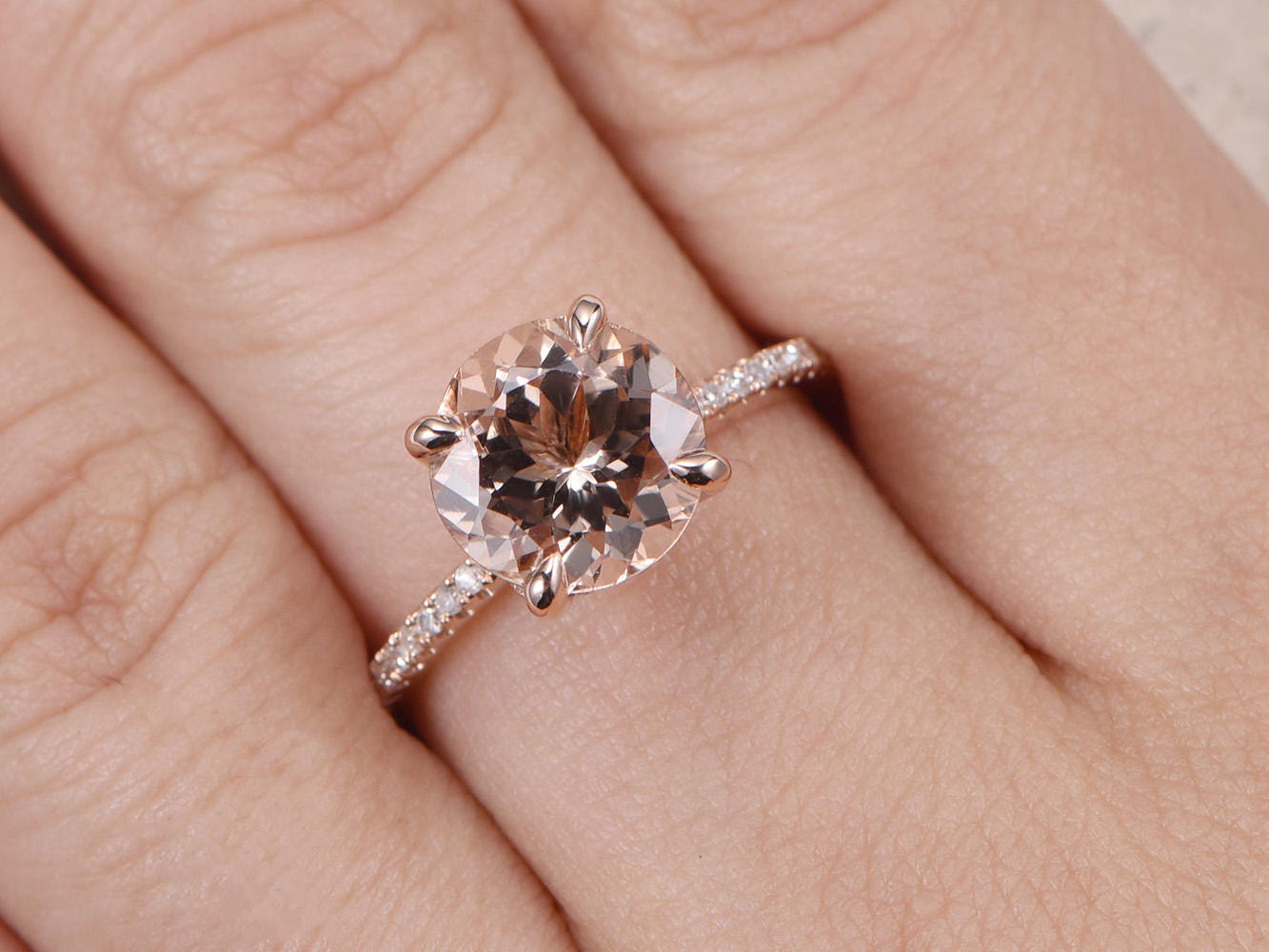 9mm-round-cut-morganite-engagement-ring-solid-14k-rose-gold-pave-diamond-band-solitaire-design