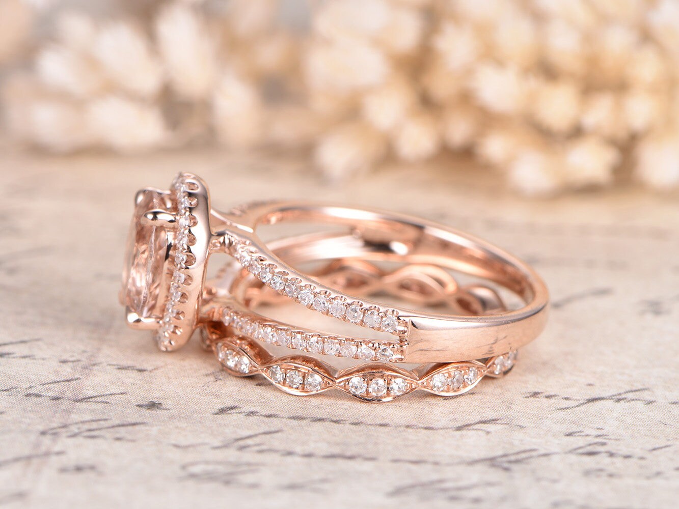 6x8mm-oval-cut-morganite-engagement-ring-set-2pcs-14k-rose-gold-diamond-ring-set-pink-morganite-ring-diamond-eternity-band-split-band