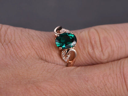 6x8mm-oval-cut-emerald-engagement-ring-solid-14k-rose-may-birthstone-ring-diamond-leaf-design