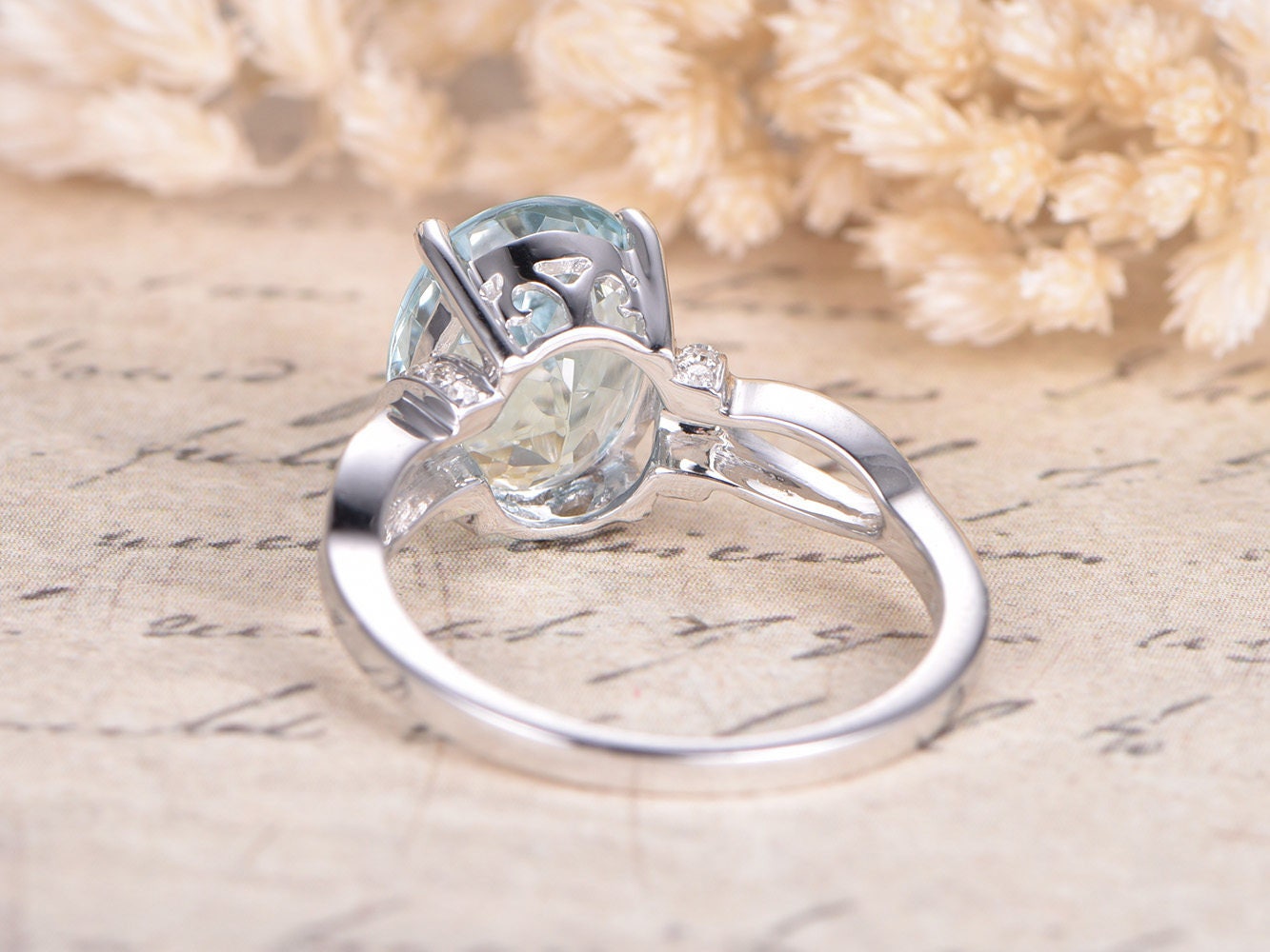 8x10mm-oval-cut-aquamarine-engagement-ring-14k-white-gold-split-band-plain-band