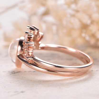 6x8mm-pear-cut-moonstone-engagement-ring-set-2pcs-14k-rose-gold-crown-design-matching-band