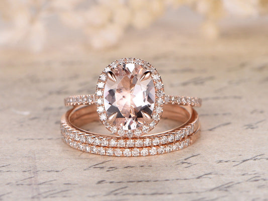 6x8mm-oval-cut-morganite-engagement-ring-set-3pcs-14k-rose-gold-diamond-halo-half-eternity-two-thin-diamond-band