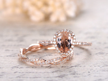 6x8mm-pear-cut-morganite-engagement-ring-set-2pcs-solid-14k-rose-gold-diamond-deco-split-shank-band