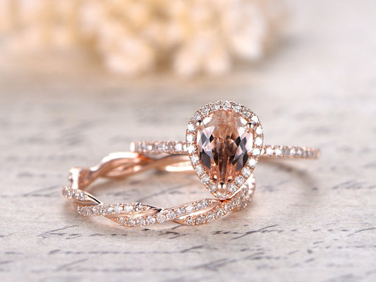 6x8mm-pear-cut-morganite-engagement-ring-set-2pcs-solid-14k-rose-gold-diamond-deco-split-shank-band