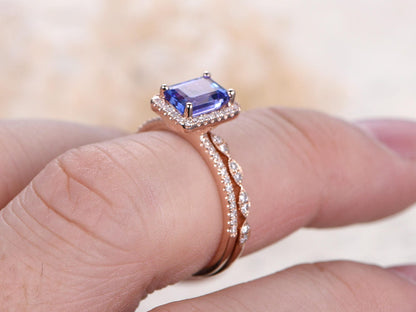 5x7mm-emerald-cut-natural-tanzanite-engagement-ring-set-2pcs-14k-rose-gold-marquise-style-diamond-ring