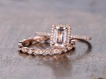 6x8mm-emerald-cut-morganite-engagement-ring-set-morganite-ring-set-and-art-deco-band-full-eternity-14k-rose-gold-bridal-rings