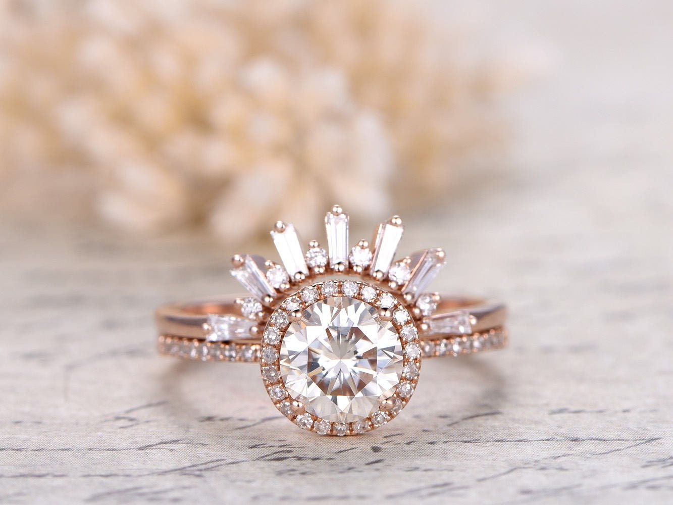 7mm-round-cut-moissanite-engagement-ring-set-2pcs-14k-rose-gold-diamond-halo-half-eternity-crown-band