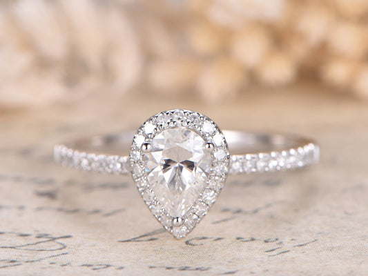 5x7mm-pear-cut-moissanite-engagement-ring-14k-white-gold-diamond-halo-half-eternity
