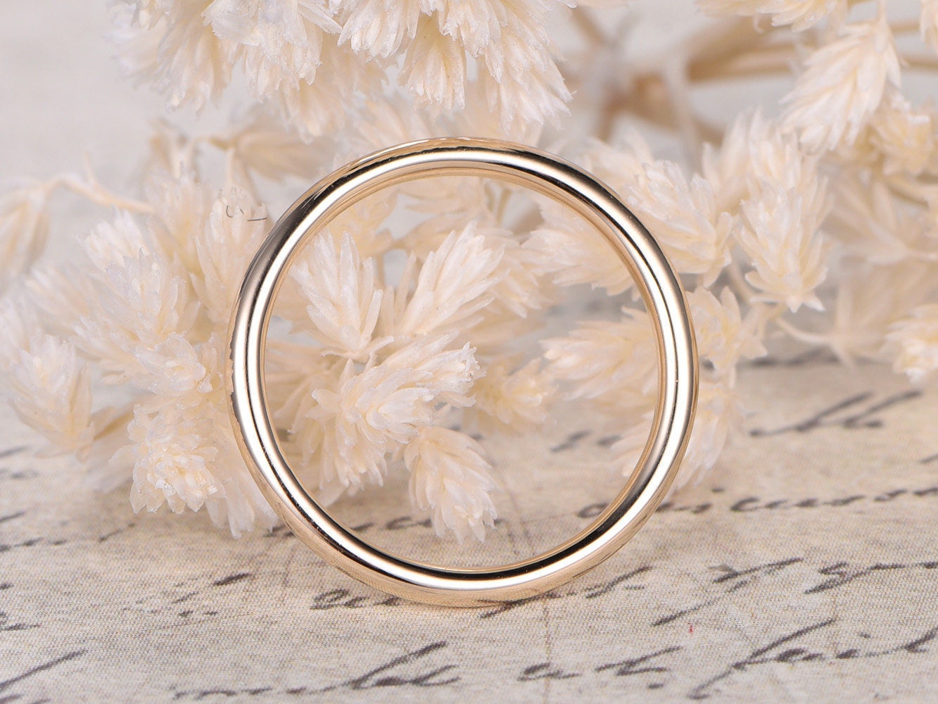 hammered-domed-wedding-band-solid-14k-yellow-gold-polished-finished-band