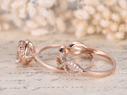 7mm-round-cut-morganite-engagement-ring-set-2pcs-14k-rose-gold-diamond-halo-twist-matching-band