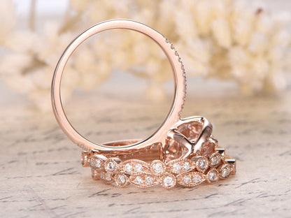 7x9mm-oval-cut-morganite-engagement-ring-set-3pcs-14k-rose-gold-diamond-halo-half-eternity-two-art-deco-matching-band