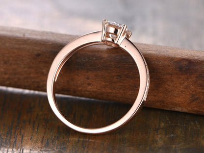 Bague en moissanite VVS taille ronde 6,5 mm, bague de fiançailles en moissanite, alliance en diamant, bague solitaire en moissanite en or rose 14 carats, bague de promesse