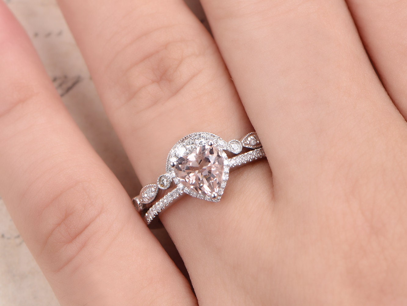 6mm-heart-cut-morganite-engagement-ring-set-2pcs-14k-white-gold-diamond-half-eternity-band-curved-art-deco-matching-band