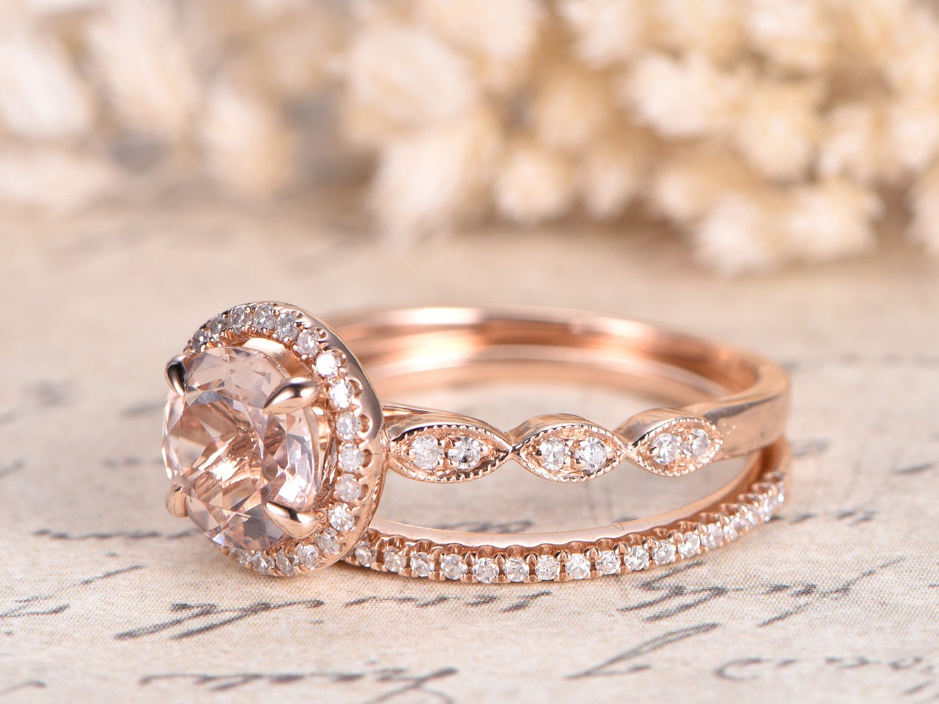 7mm-round-cut-morganite-engagement-ring-set-2pcs-diamond-halo-art-deco-band-thin-matching-band