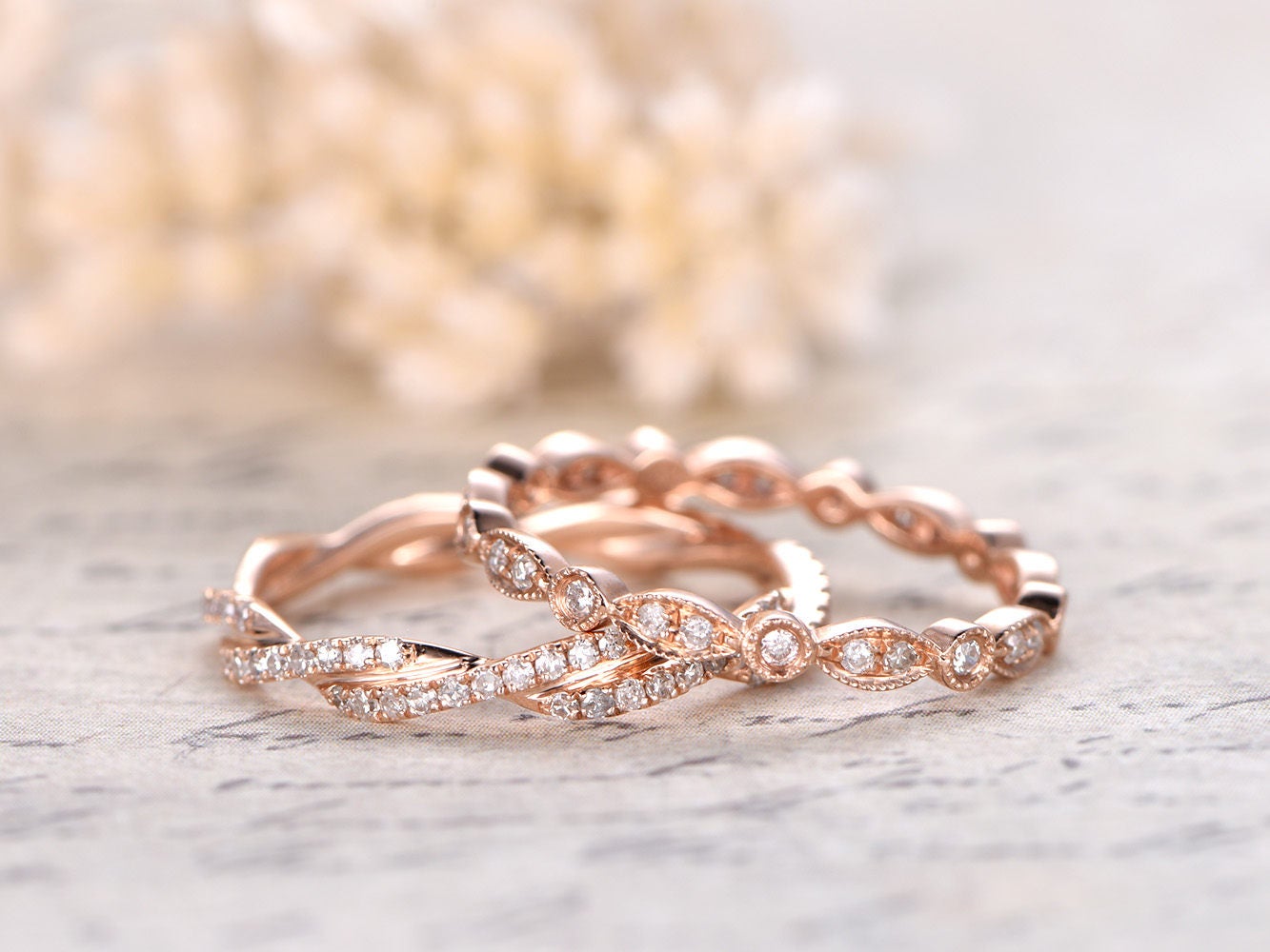 diamond-wedding-band-set-2pcs-14k-rose-gold-twist-full-eternity-milgrain-set