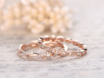 diamond-wedding-band-set-2pcs-14k-rose-gold-twist-full-eternity-milgrain-set