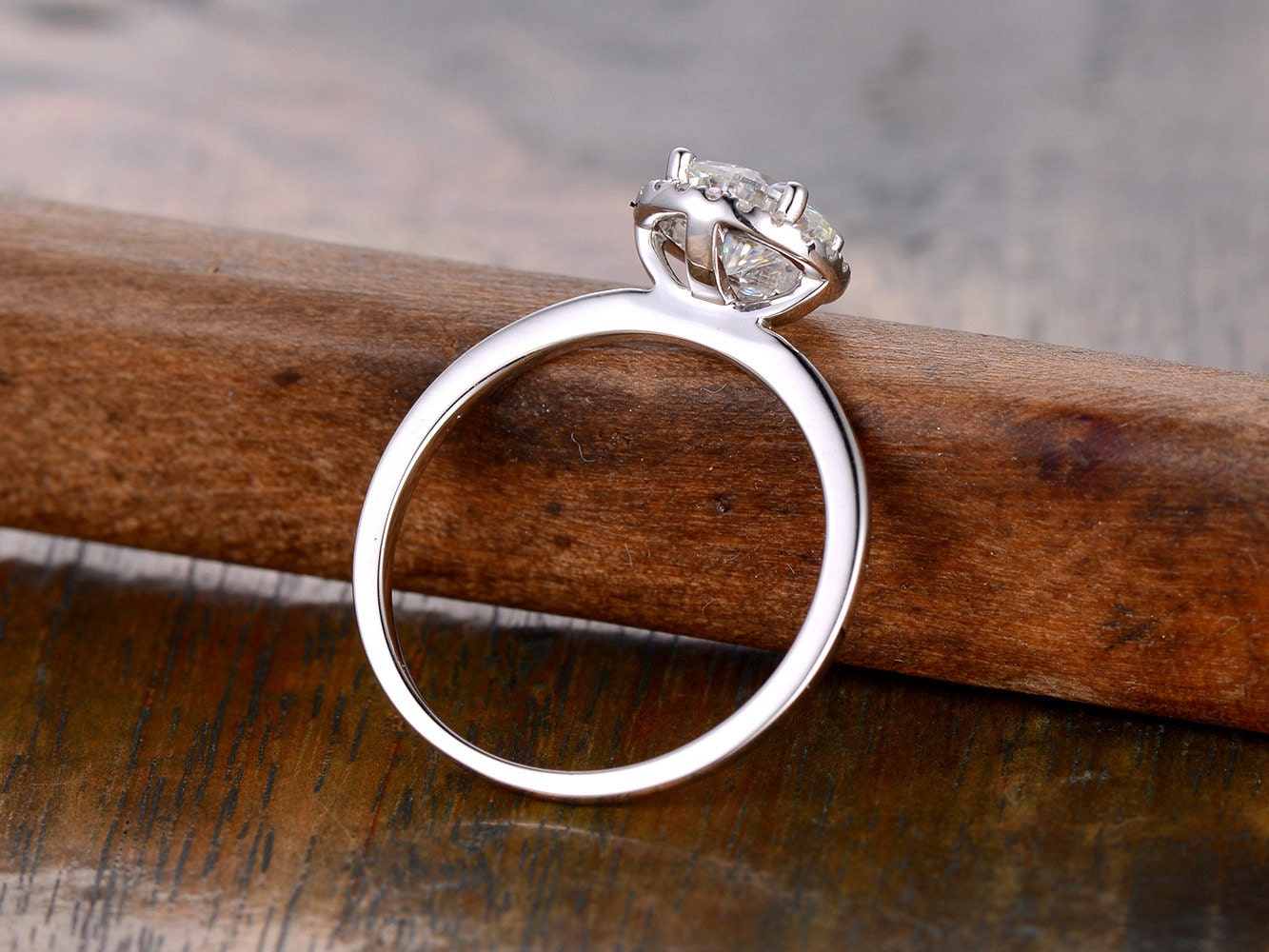 Bague en moissanite VVS taille ronde 6,5 mm, bague de fiançailles en moissanite, bague en diamant, bague en or blanc 14 carats, bague de fiançailles pour femme