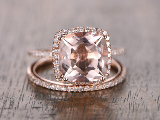 9mm-cushion-pink-morganite-ring-set-2pcs-14k-rose-gold-morganite-engagement-ring-diamond-bridal-ring-set-morganite-ring