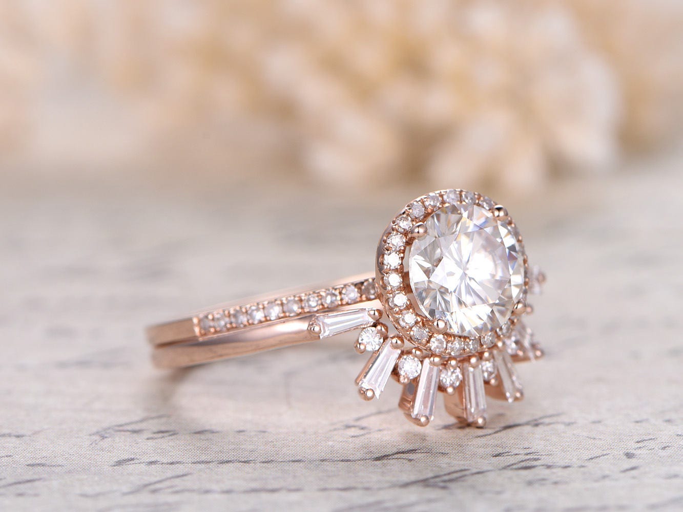 7mm-round-cut-moissanite-engagement-ring-set-2pcs-14k-rose-gold-diamond-halo-half-eternity-crown-band