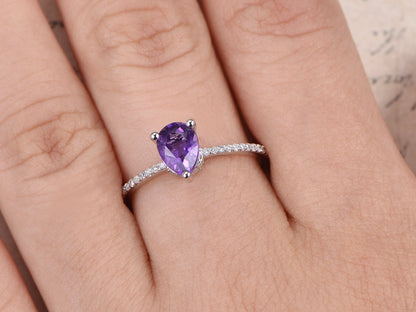 5x7mm-pear-cut-amethyst-engagement-ring-14k-white-gold-diamond-side-stone