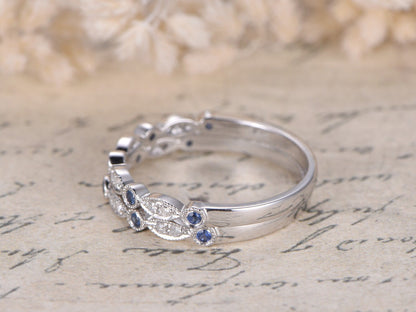 sapphire-wedding-band-set-2pcs-14k-white-gold-diamond-half-eternity