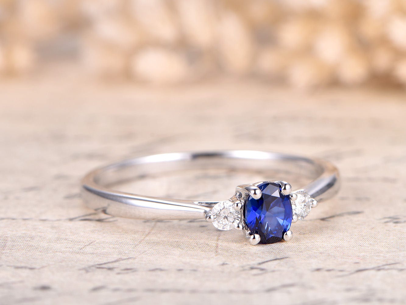 4x5mm-oval-cut-blue-sapphire-engagement-ring-solid-14k-white-gold-diamond-accent-plain-band-three-stone-design