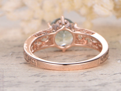 8mm-round-cut-aquamarine-engagement-ring-14k-rose-gold-floral-design-plain-band