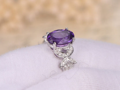 6x8mm-oval-cut-amethyst-engagement-ring-14k-white-gold-butterfly-design-diamond-half-eternity