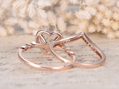 8mm-heart-cut-morganite-engagement-ring-set-2pcs-14k-rose-gold-diamond-halo-curved-v-shape-matching-band