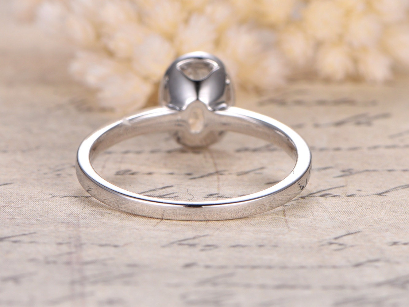5x7mm-oval-cut-white-sapphire-engagement-ring-14k-white-gold-bezel-set-plain-band