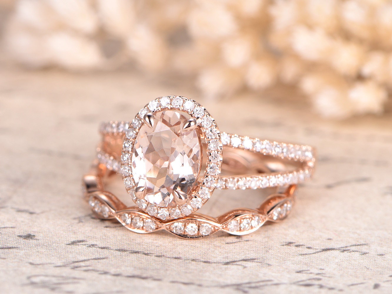 6x8mm-oval-cut-morganite-engagement-ring-set-2pcs-14k-rose-gold-diamond-ring-set-pink-morganite-ring-diamond-eternity-band-split-band
