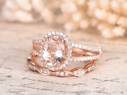 6x8mm-oval-cut-morganite-engagement-ring-set-2pcs-14k-rose-gold-diamond-ring-set-pink-morganite-ring-diamond-eternity-band-split-band