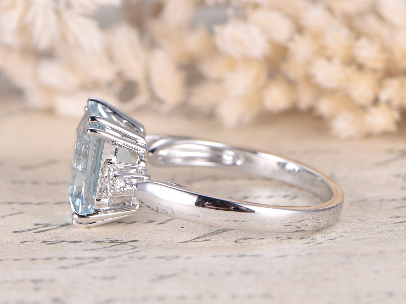 8x10mm-emerald-cut-aquamarine-engagement-ring-14k-white-gold-diamond-accent-plain-band