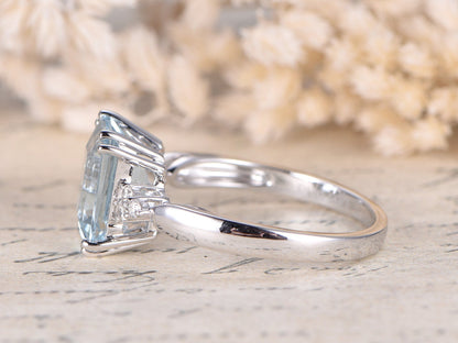 8x10mm-emerald-cut-aquamarine-engagement-ring-14k-white-gold-diamond-accent-plain-band