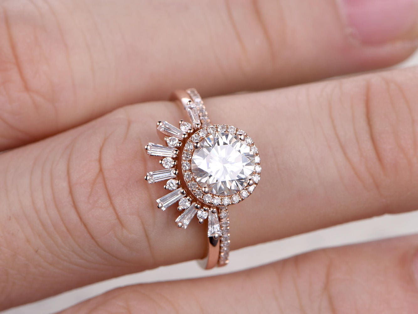 7mm-round-cut-moissanite-engagement-ring-set-2pcs-14k-rose-gold-diamond-halo-half-eternity-crown-band