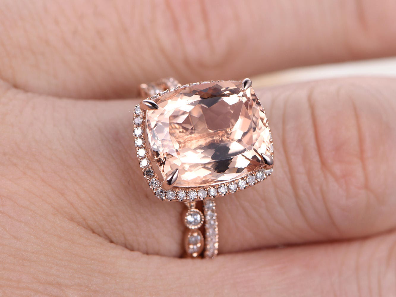 10x12mm-cushion-cut-morganite-engagement-ring-set-2pcs-half-eternity-art-deco-diamond-band-bridal-set-14k-rose-gold