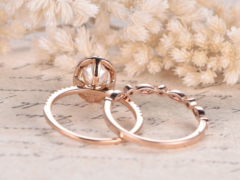 7x9-oval-cut-moissanite-engagement-ring-set-2pcs-14k-rose-gold-diamond-halo-art-deco-matching-band