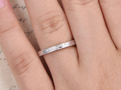 wedding-band-14k-white-gold-art-nouveau-leaf-engraving