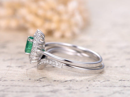 5x7mm-oval-cut-natural-emerald-engagement-ring-set-2pcs-solid-14k-white-gold-may-birthstone-v-diamond-band