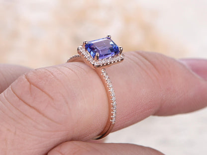 5x7mm-emerald-cut-tanzanite-engagement-ring-14k-rose-gold-diamond-halo-half-eternity