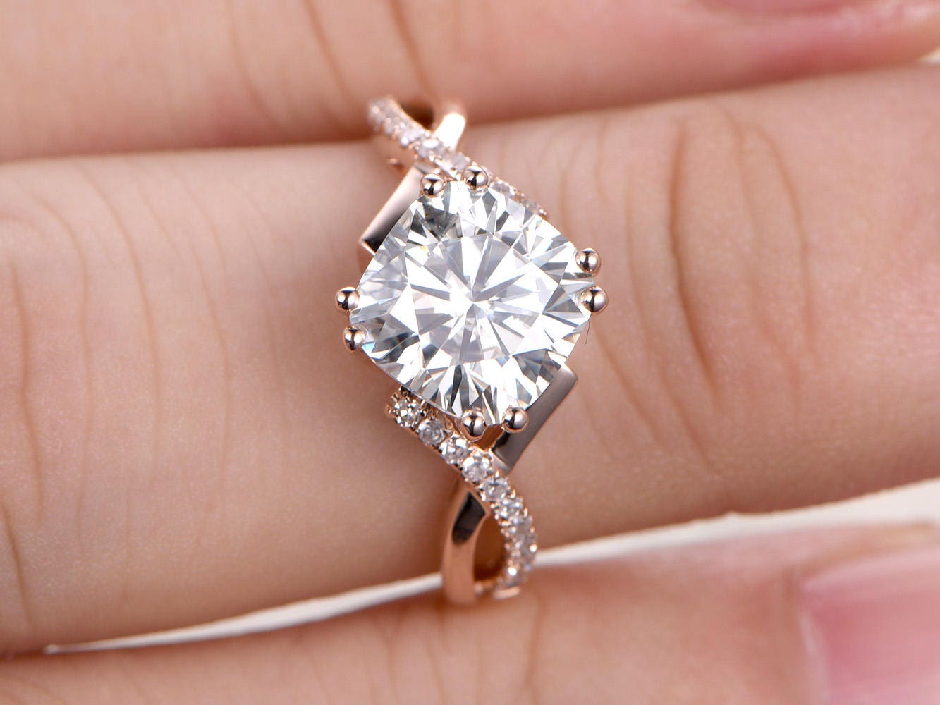 8mm-cushion-cut-moissanite-engagement-ring-14k-rose-gold-infinity-diamond-ring-twist-design