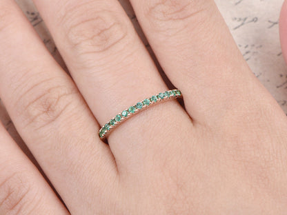 emerald-wedding-band-14k-rose-gold-half-eternity-band-thin-design