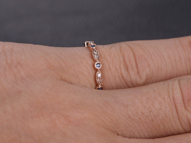 natural-sapphire-diamond-wedding-band-14k-rose-gold-full-eternity-band-art-deco-band-design