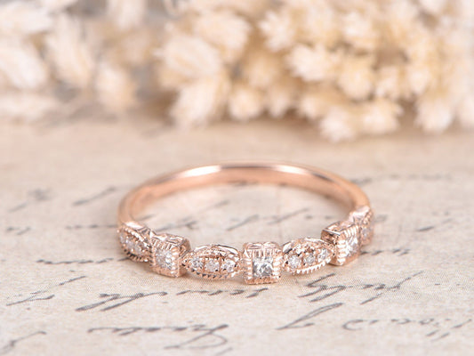 natural-diamond-wedding-band-14k-rose-gold-anniversary-ring-half-eternity-ring-art-deco-antique-stackable-ring-half-eternity-diamond-ring