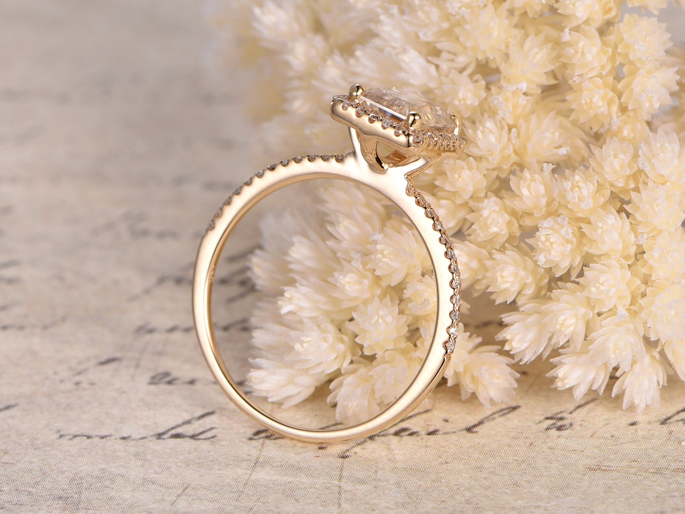 6x8mm-emerald-cut-moissanite-engagement-ring-14k-yellow-gold-diamond-halo-ring-ball-prong-set