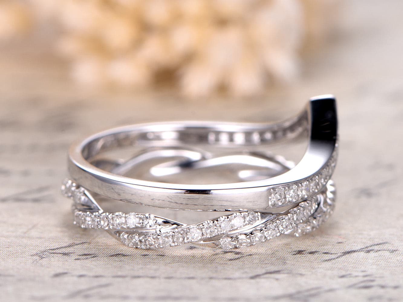 diamond-wedding-bands-set-2pcs-14k-white-gold-full-eternity-band-and-curved-v-shape-band