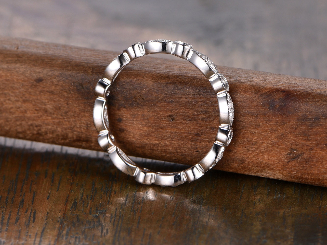 sapphire-wedding-band-14k-white-gold-diamond-full-eternity-art-deco-design